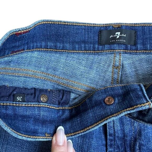 7 For All Mankind Mid-Rise Stretch Denim Rolled Shorts Twill 26 - Picture 5 of 7